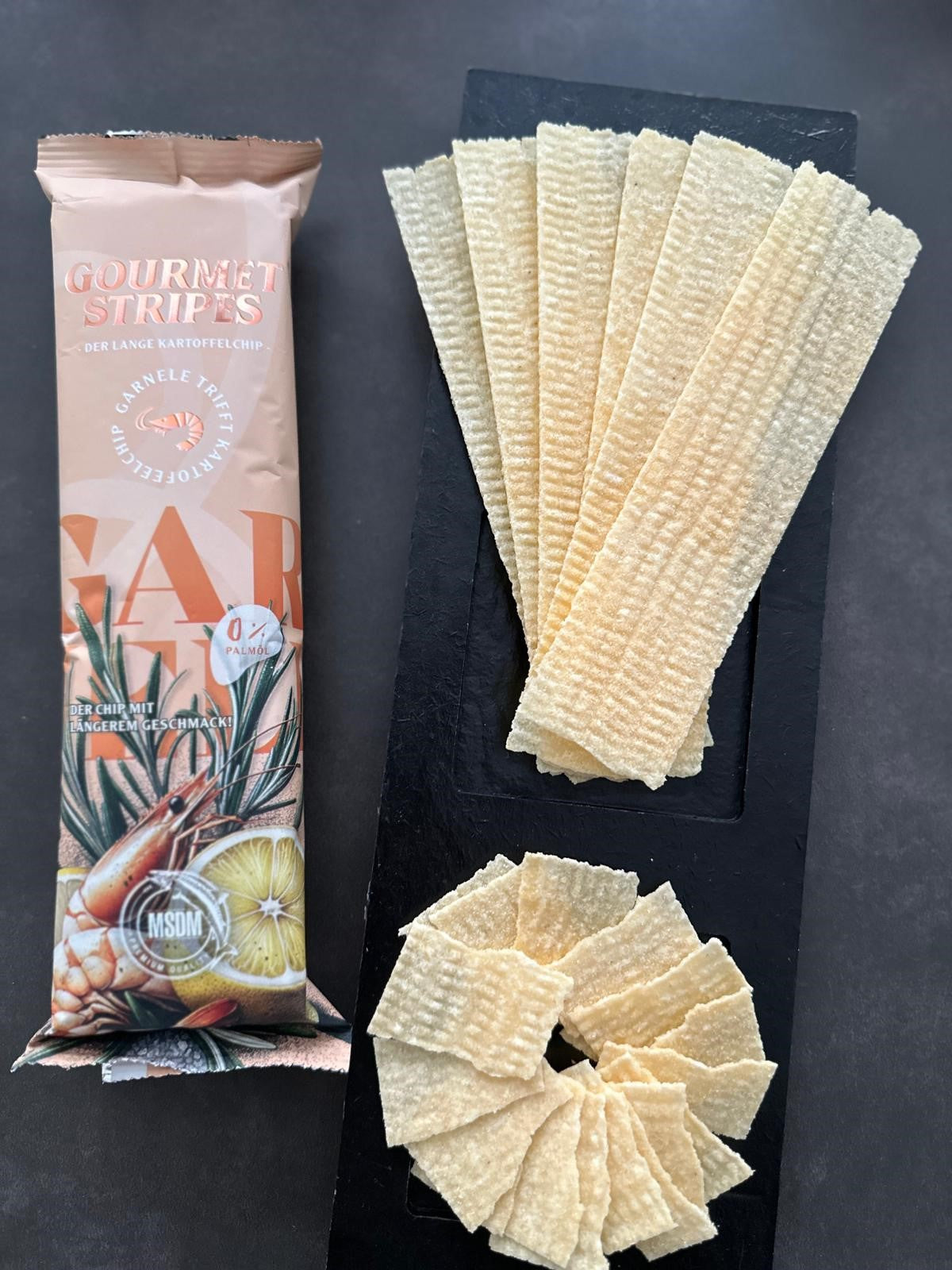 Gourmet Stripes Verpackung - Knusprige Kartoffelchips mit Meeresfrüchte Geschmack
