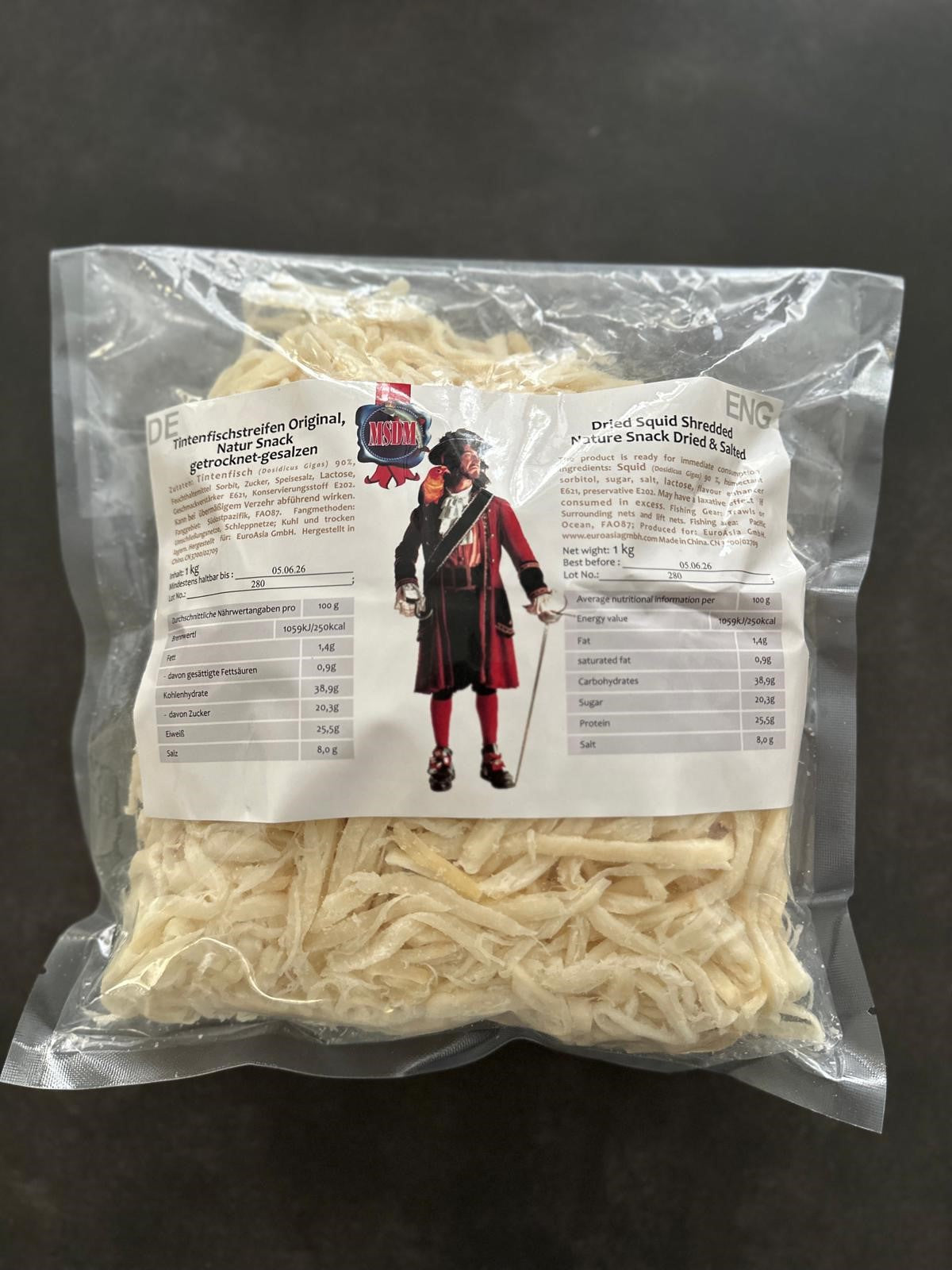 Tintenfischstreifen Original. Der Natur Snack getrocknet & gesalzen als 1kg Paket.